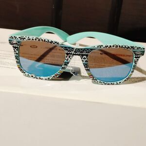 Patterned Sunglasses with Blue Lenses